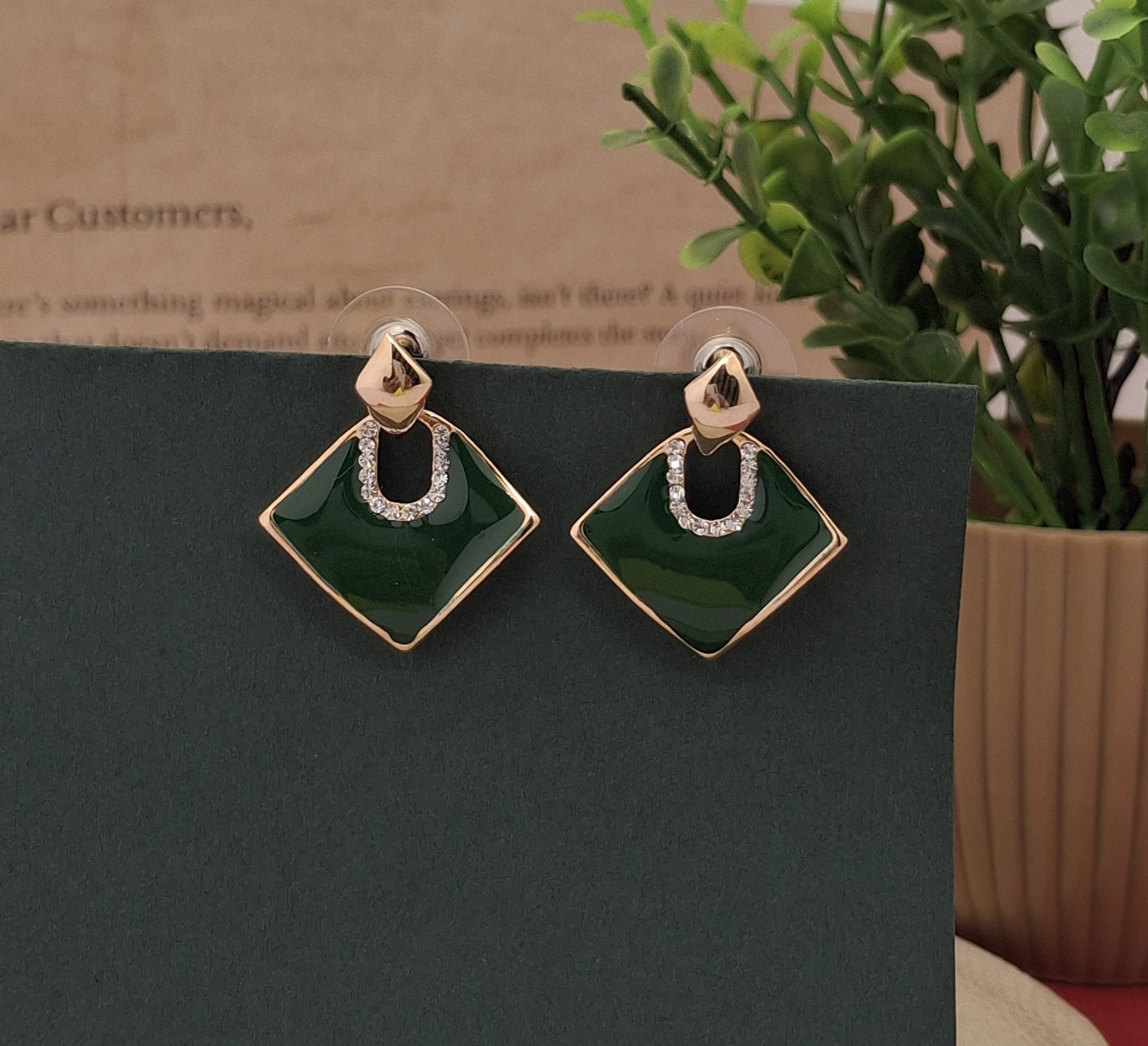 Chic Enamel Geometric Earrings - Kaanke