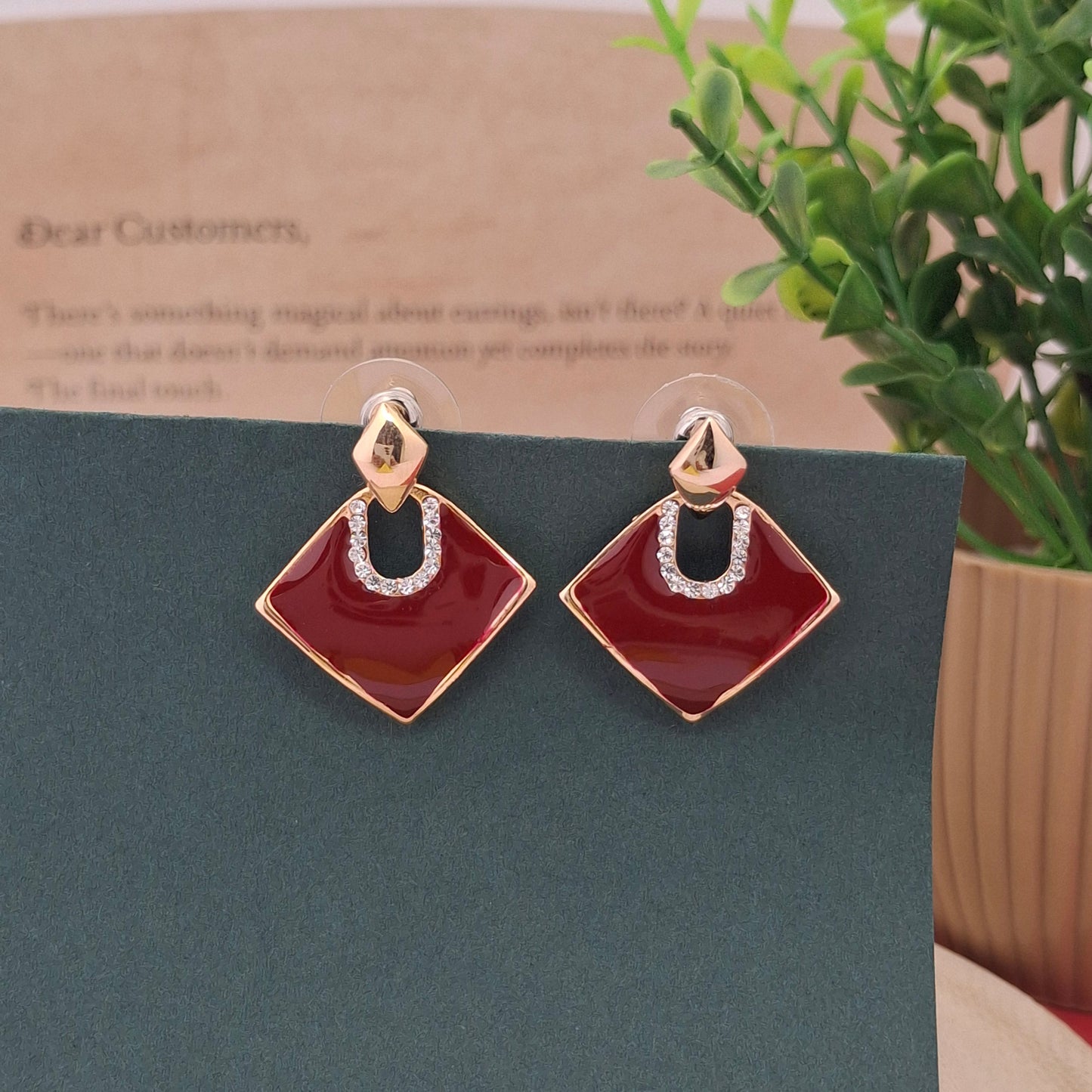Chic Enamel Geometric Earrings - Kaanke