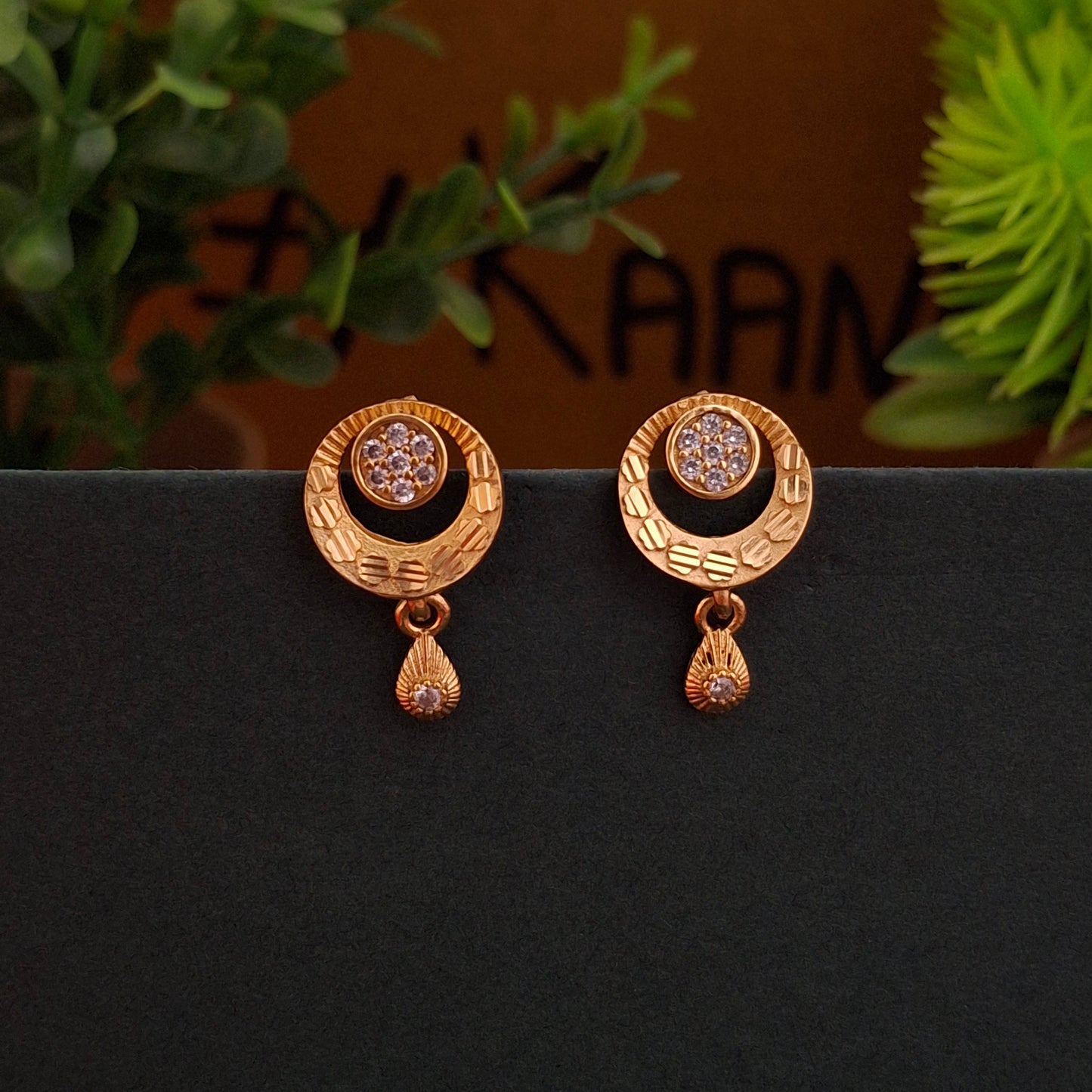 Crescent Gold Drop Earrings - Kaanke