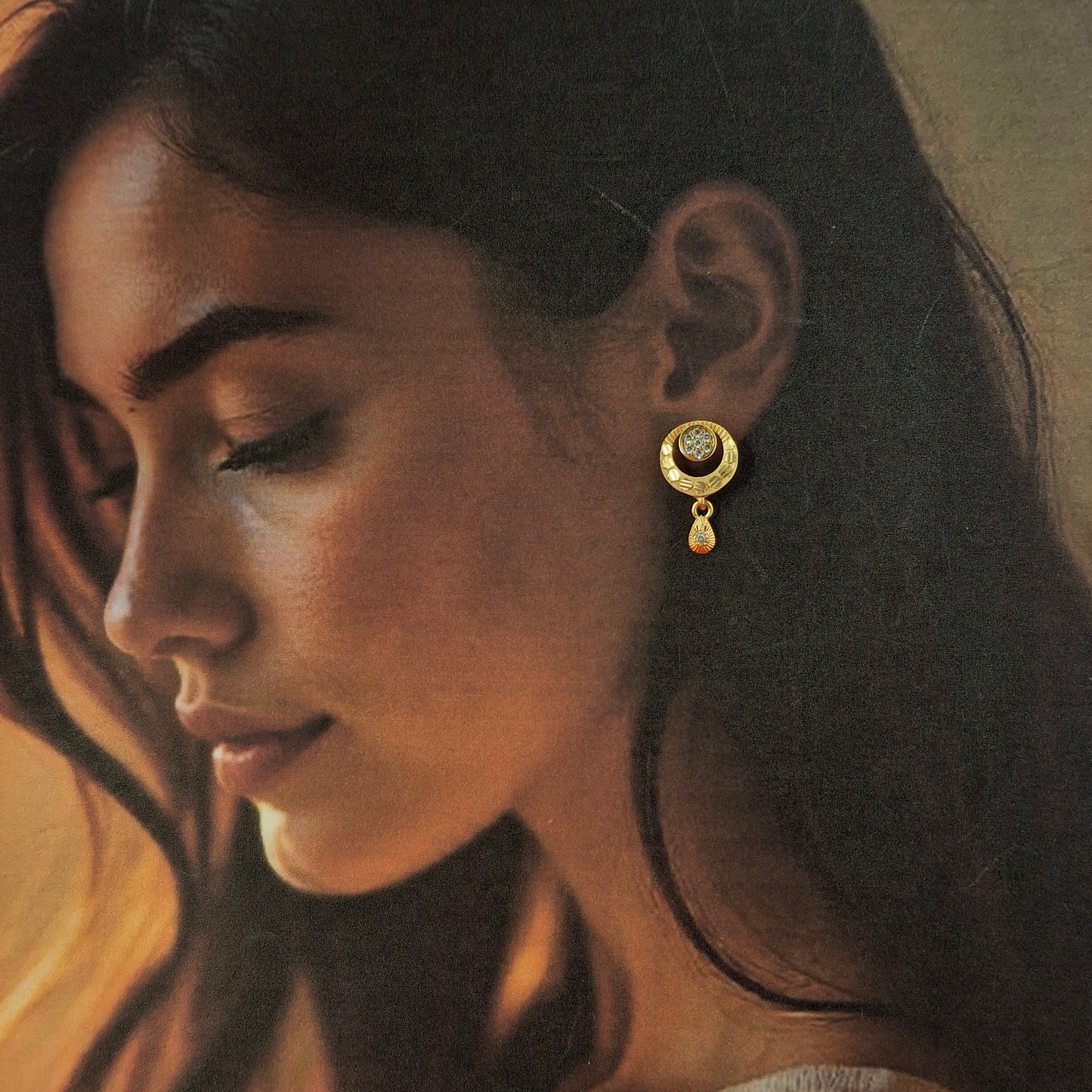 Crescent Gold Drop Earrings - Kaanke