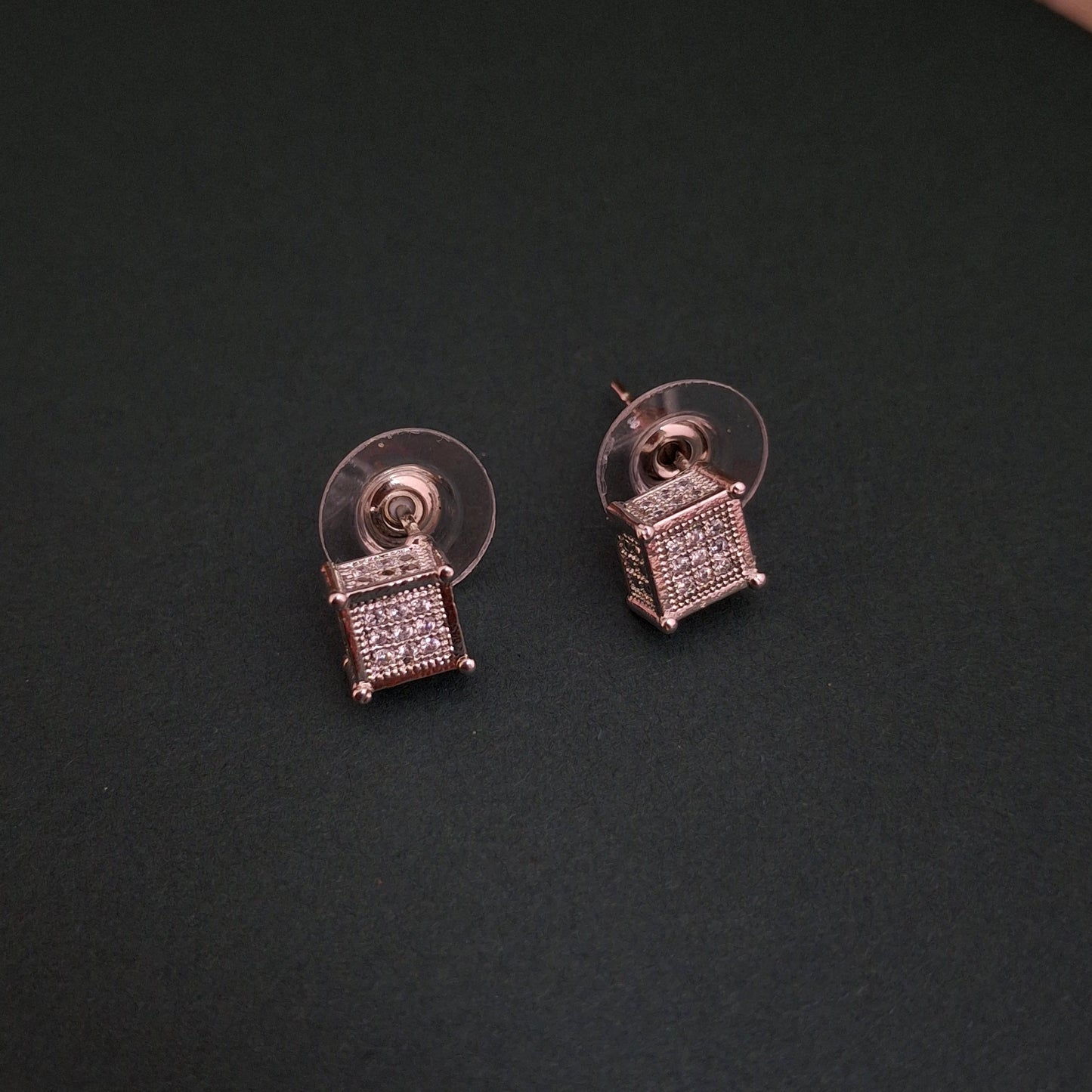Diamond Cube Stud Earrings - Kaanke