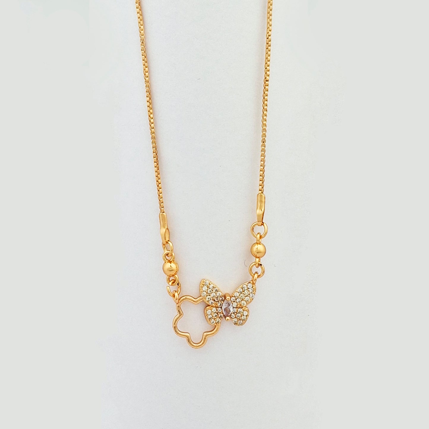Flutter Bloom RoseGold Butterfly Chain - Kaanke