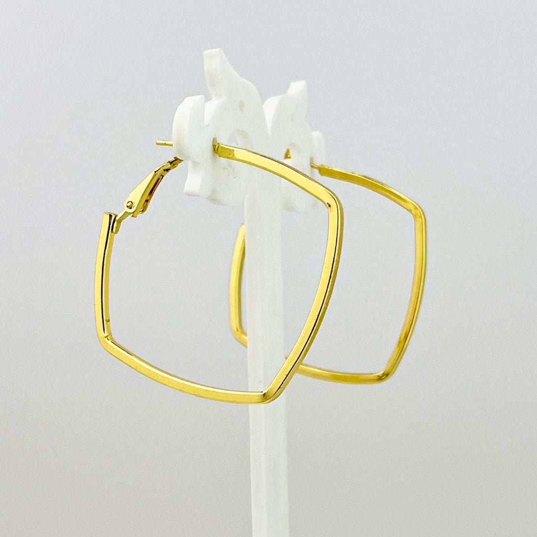 Geo Chic Gold Hoop Earrings – Modern Square Design - Kaanke