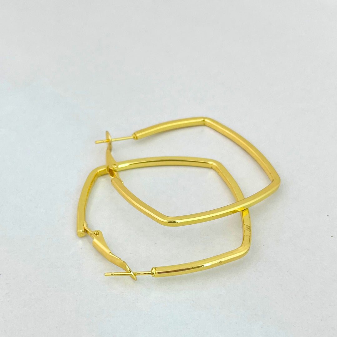 Geo Chic Gold Hoop Earrings – Modern Square Design - Kaanke