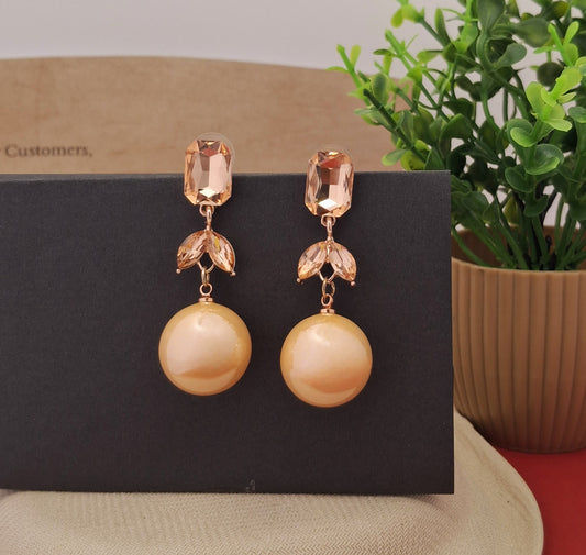 Rose Gold-Tone Crystal & Pearl Drop Earrings