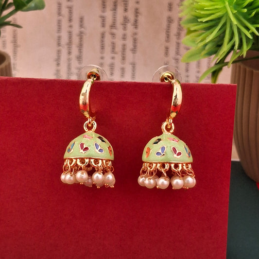 Pastel Blossom Meenakari Jhumkas
