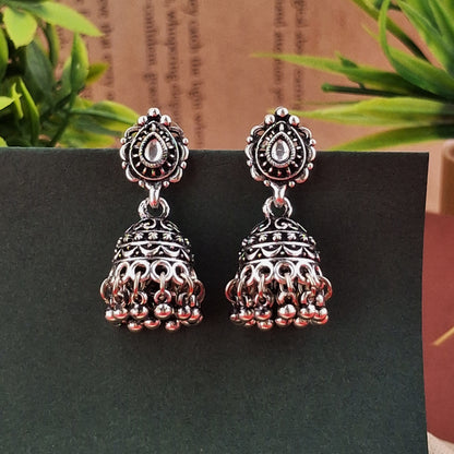 Antique Silver Jhumka Earrings - Kaanke