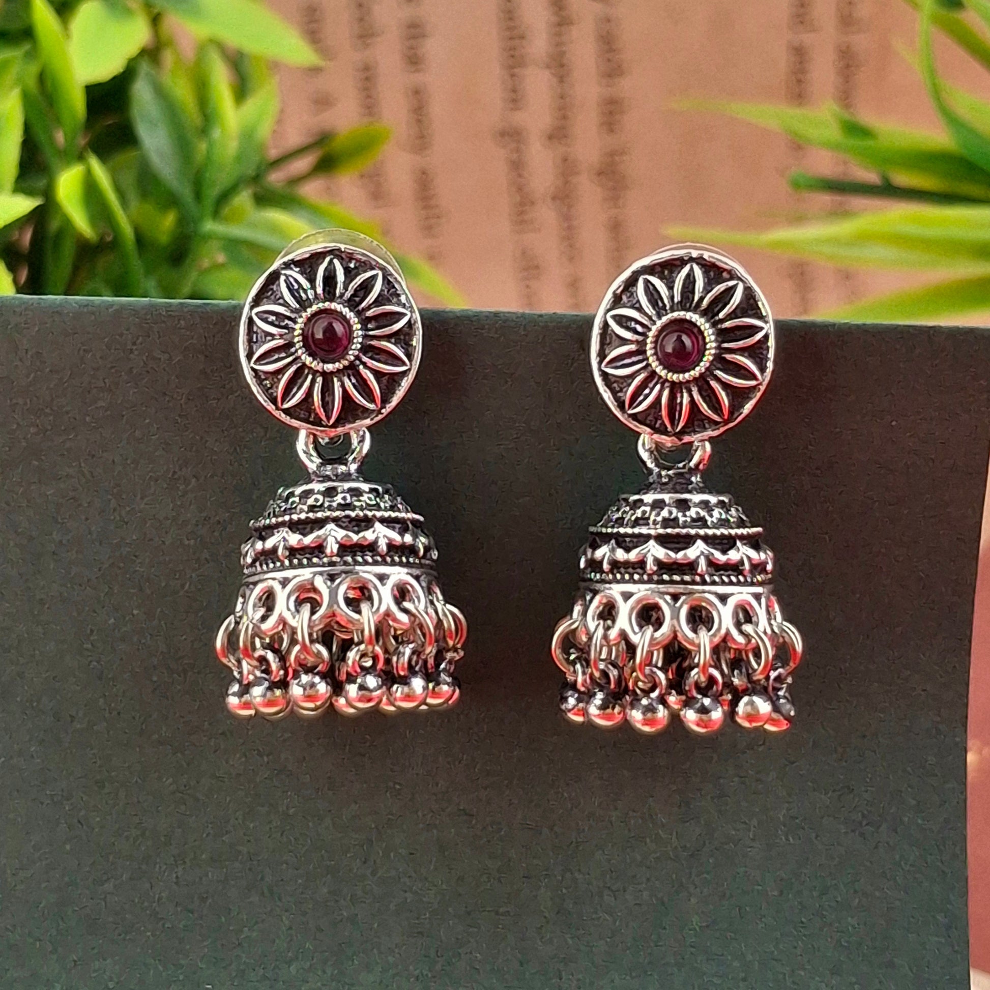 Antique Silver Jhumka Earrings - Kaanke