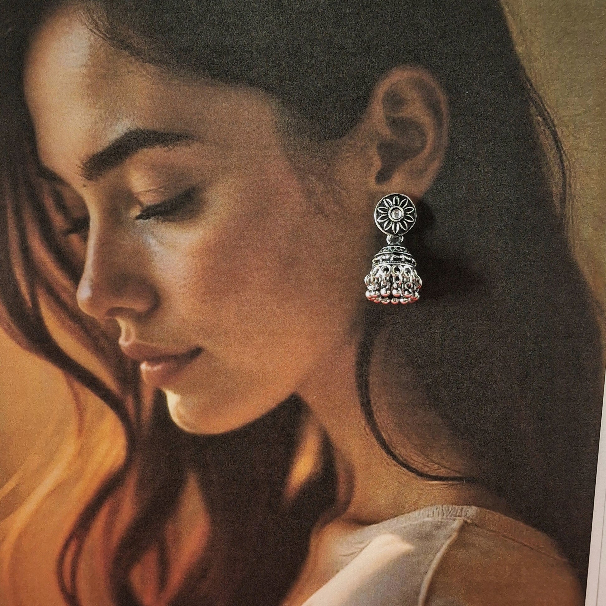 Antique Silver Jhumka Earrings - Kaanke