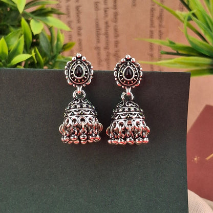 Antique Silver Jhumka Earrings - Kaanke