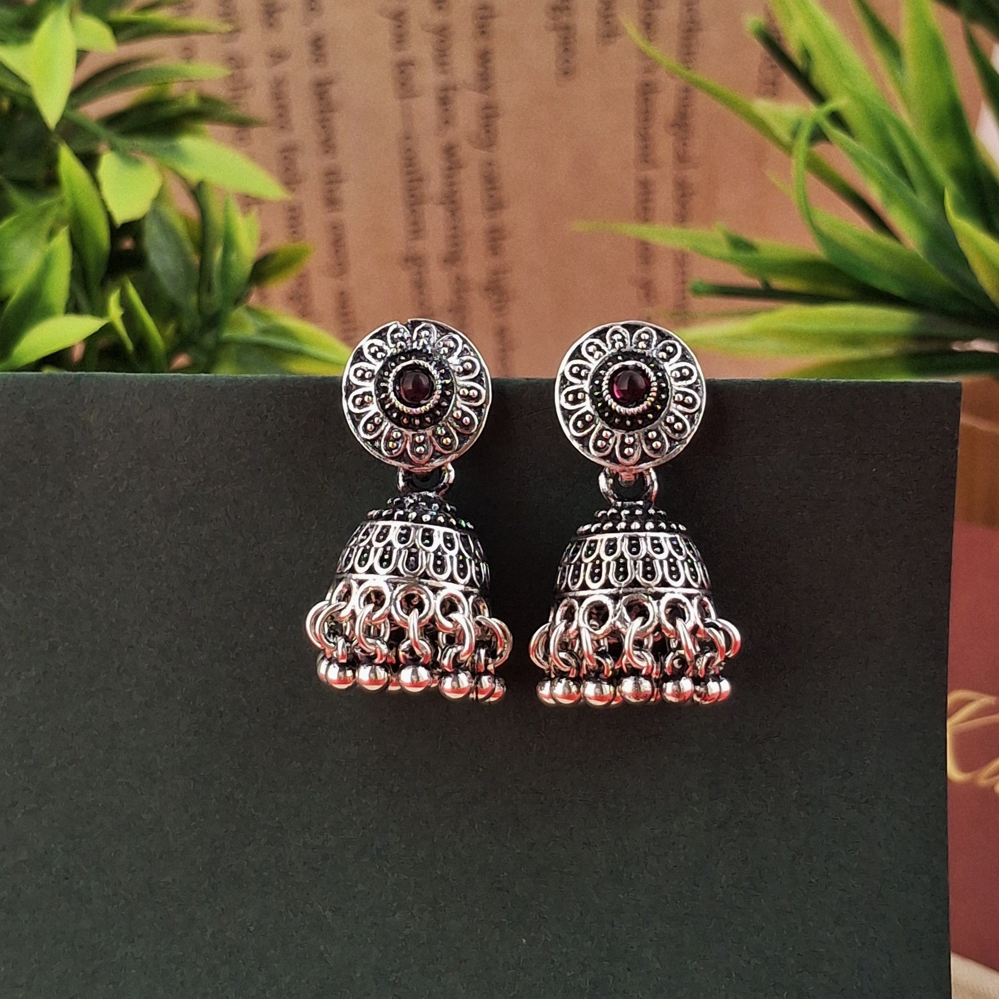 Antique Silver Jhumka Earrings - Kaanke