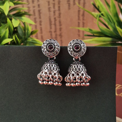 Antique Silver Jhumka Earrings - Kaanke