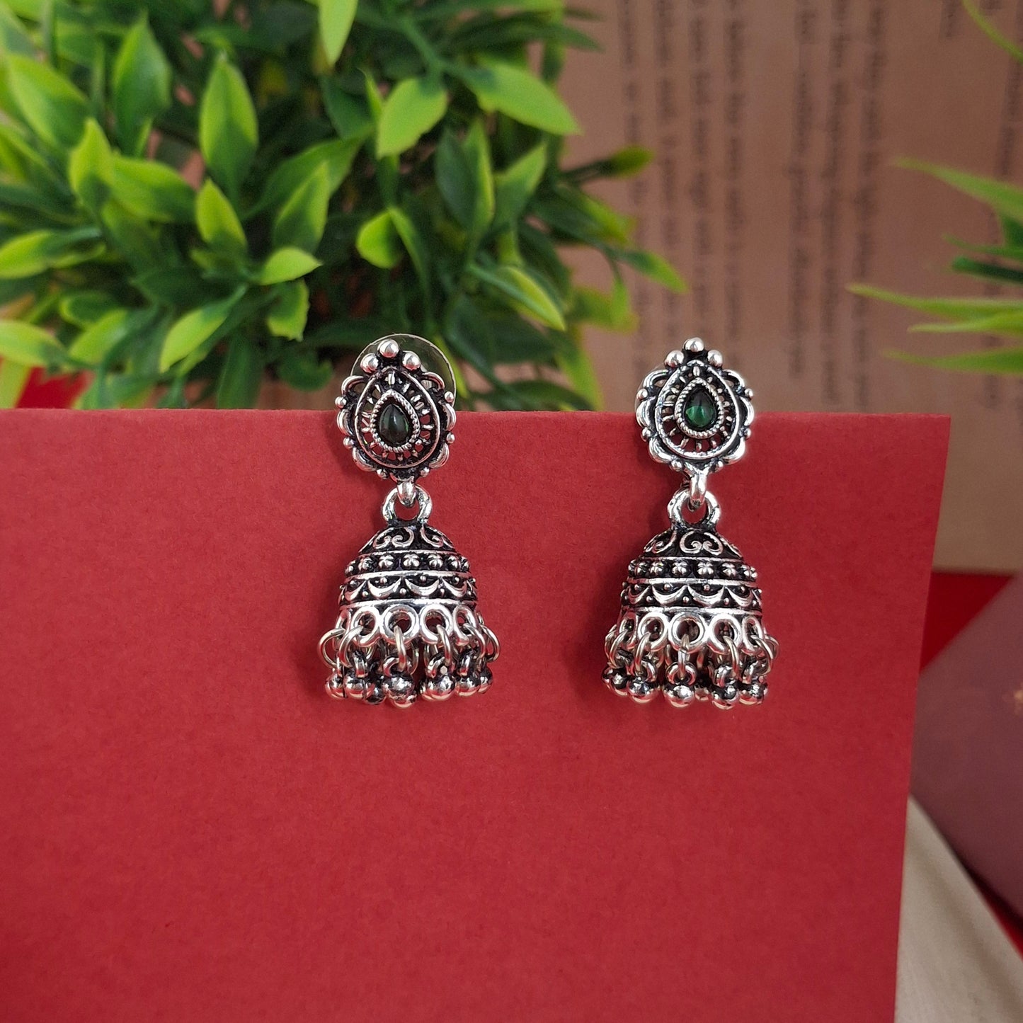 Antique Silver Jhumka Earrings - Kaanke