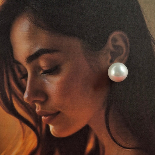 BIG Elegant Pearl Stud Earrings - Kaanke