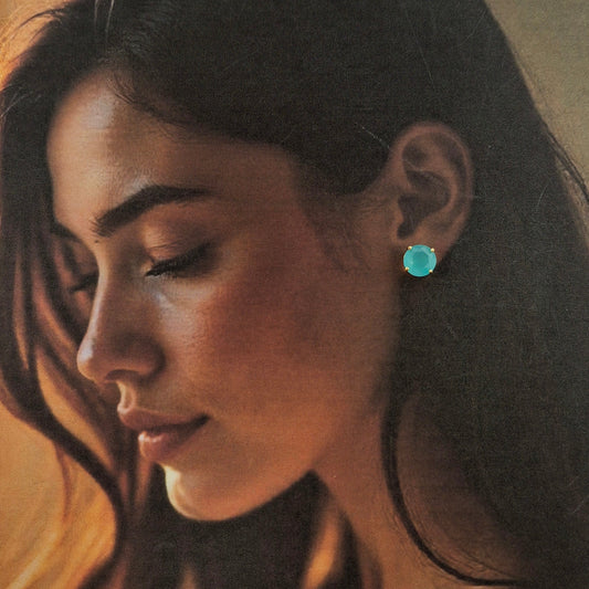 Crystal Stone Pacific Blue Studs - Kaanke