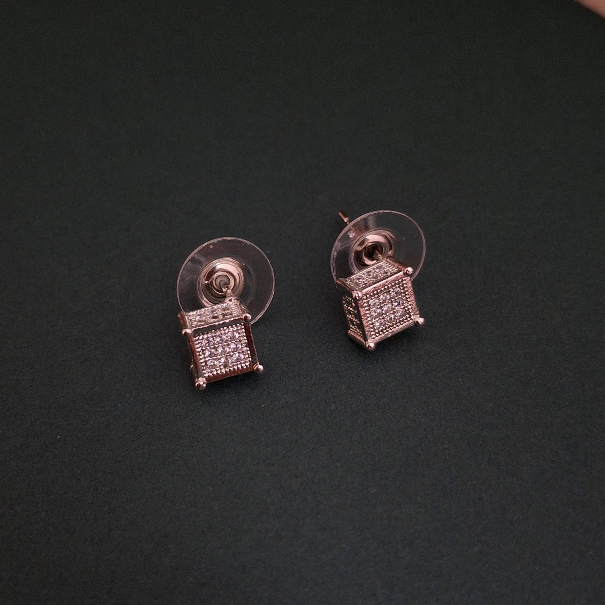 Diamond Cube Stud Earrings - Kaanke