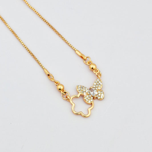 Flutter Bloom RoseGold Butterfly Chain - Kaanke