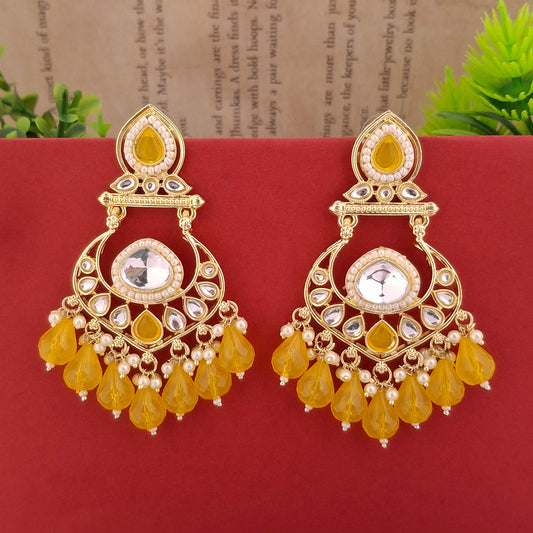 Multicolor Kundan Chandbali Earrings - Kaanke