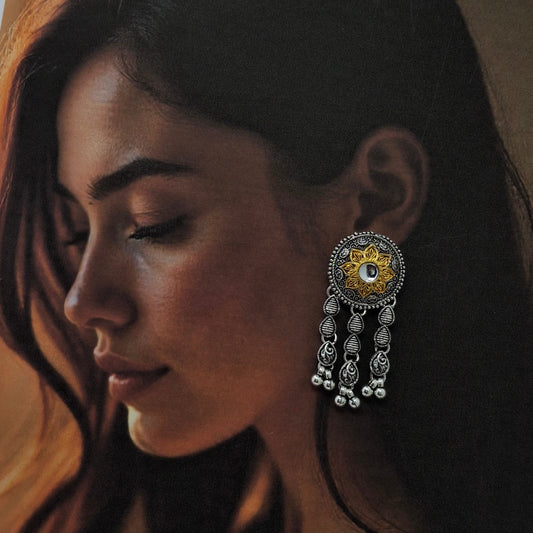 Royal Sunflower Oxidized Earrings - Kaanke