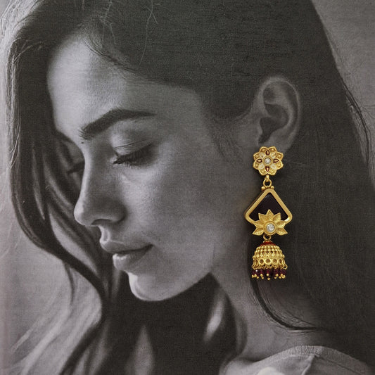 Ruby Blossom Jhumka Earrings - Kaanke
